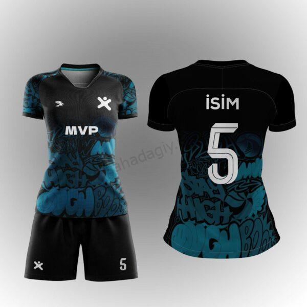 Kısa Kollu Voleybol Forması Tasarımı Black Kaos