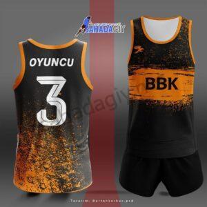 Voleybol Forması Tasarımı Turuncu Siyah