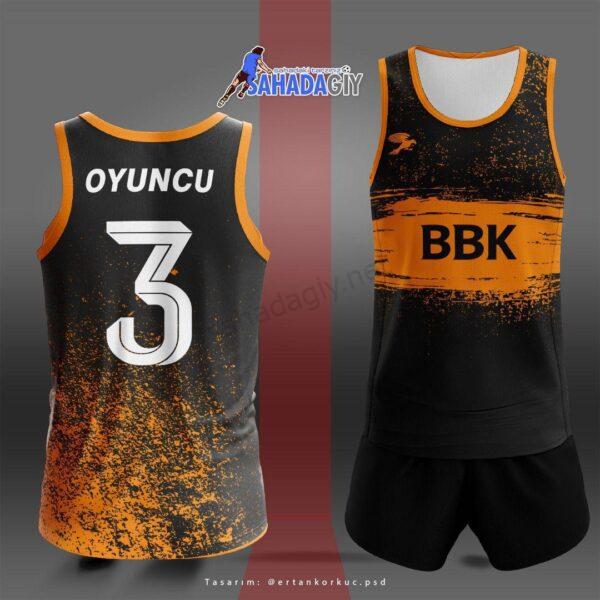Voleybol Forması Tasarımı Turuncu Siyah
