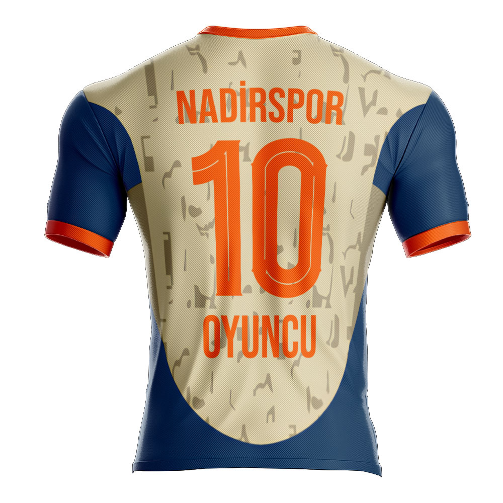 Nadirspor Gold Navy futbol forması arka görünüm isim ve numara baskılı